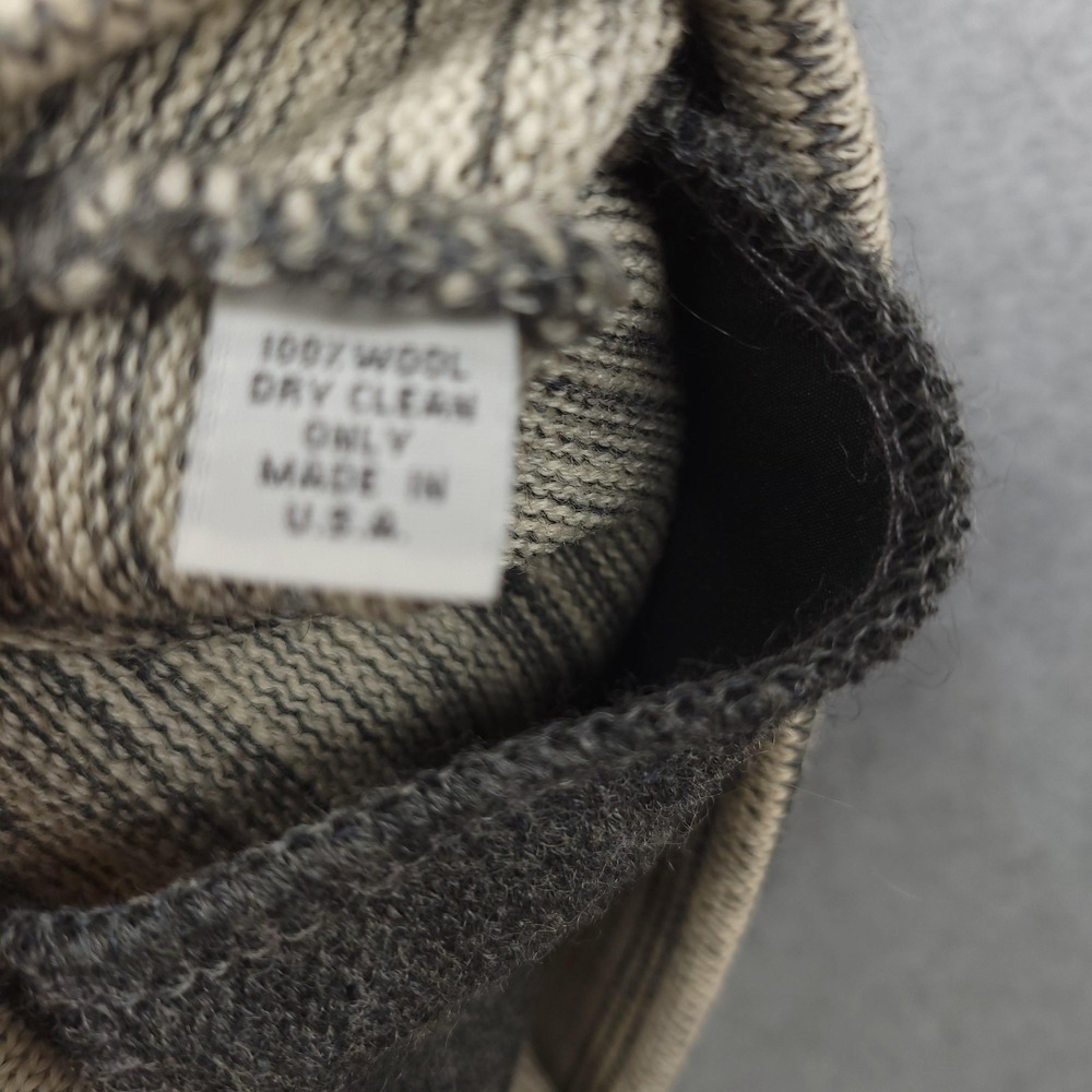 Dehen 1920 Knitting Co Sweater Mens XL Gray Beige Wool Striped Cardigan Made USA - Picture 5 of 16